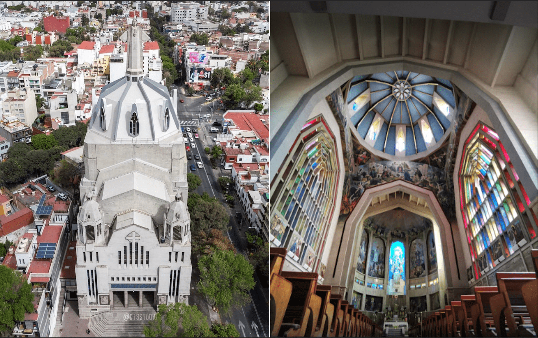 La bella arquitectura de la Parroquia del Purísimo Corazón de María en la Del Valle