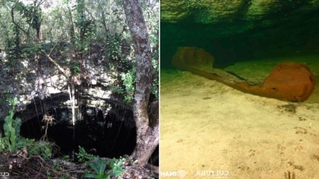 Hallan canoa milenaria en cenote cerca de la construcción del tren maya