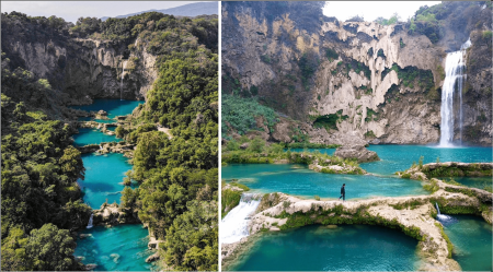 El Naranjo en San Luis Potosí, el palacio de las cascadas color turquesa