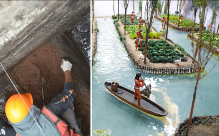 Descubren evidencias de chinampas arqueológicas en obras del trolebús de Chalco