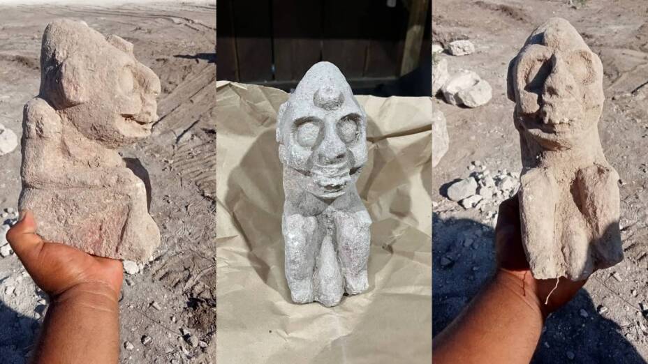 Hallan escultura prehispánica de la deidad de la muerte en un tramo del Tren Maya