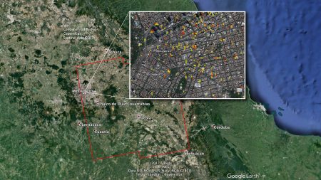 Un mapa de la NASA que muestra los daños del sismo