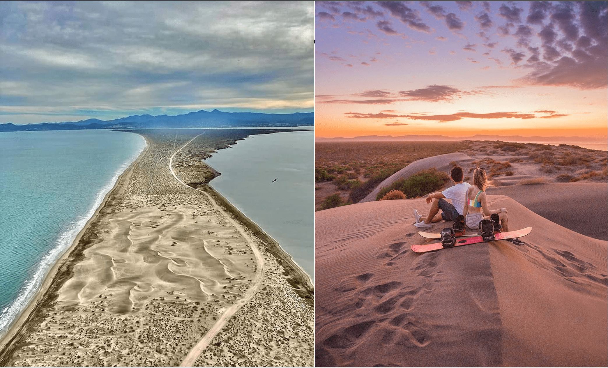 La barra arenosa de las Dunas del Mogote en Baja California Sur