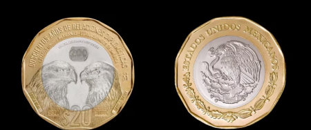 Nuevas monedas de 20 pesos conmemoran a los héroes y el vínculo México-Estados Unidos