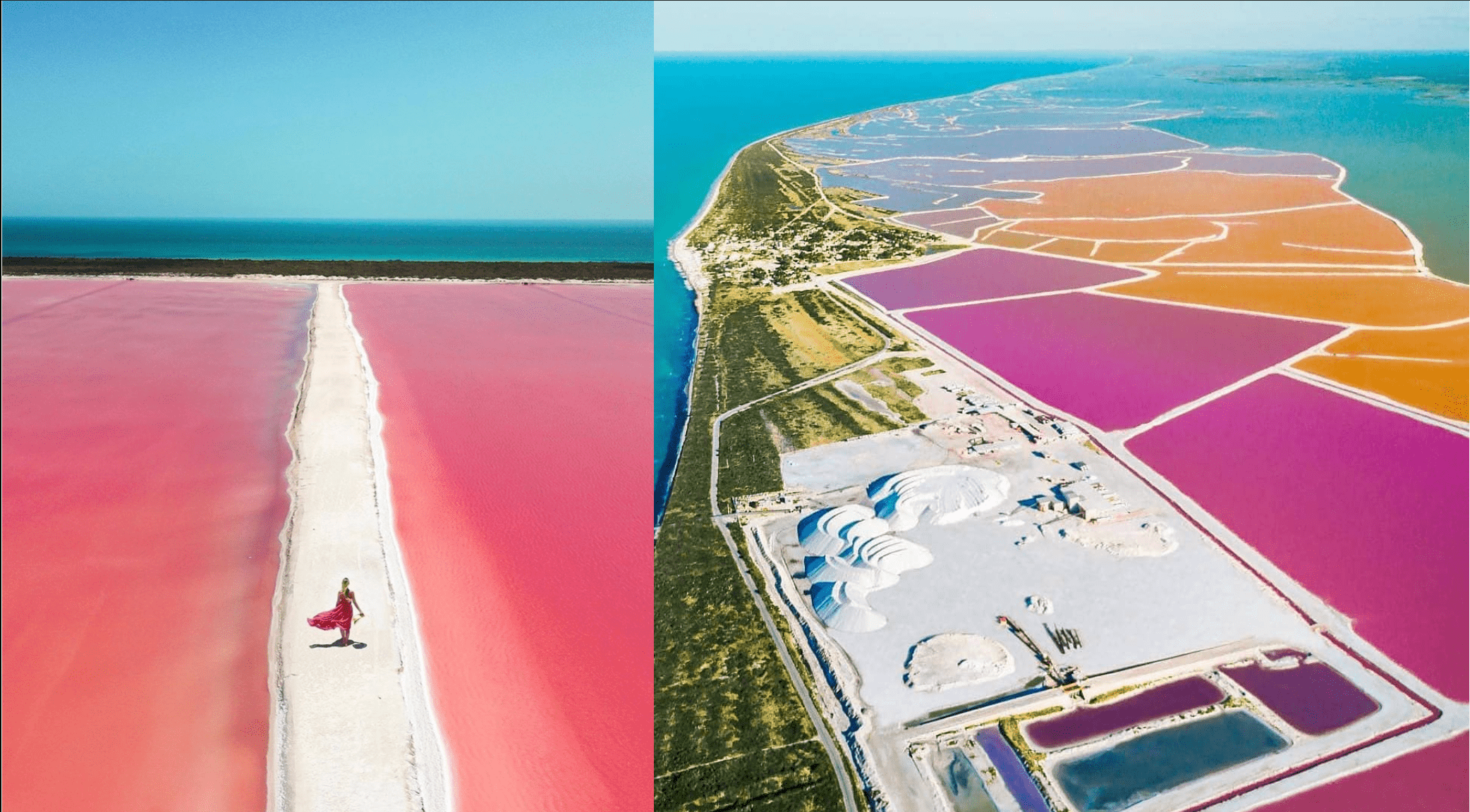 El paraíso de aguas rosas de Las Coloradas en Yucatán