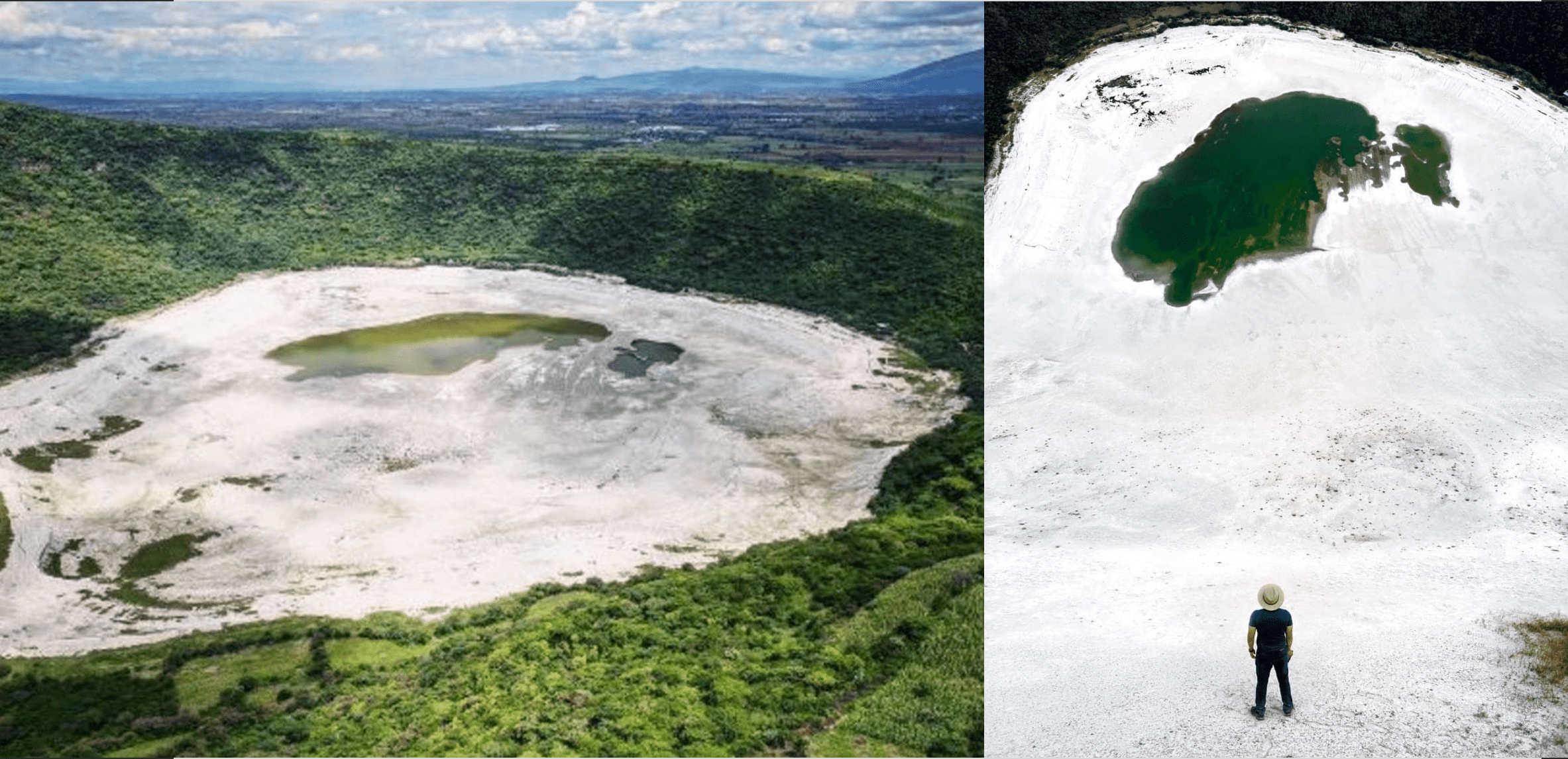 El cráter del Rincón de Parangueo, un lugar blanco y surrealista guanajuatense