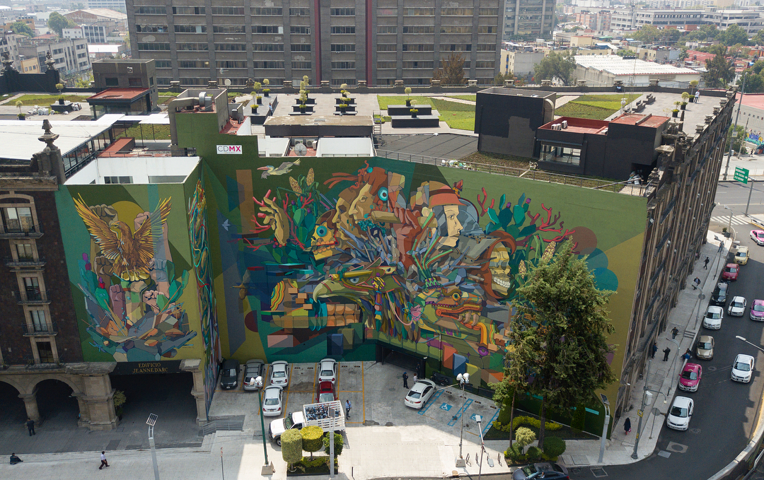 Preciosos murales de Seher One que dan otra mirada a la arquitectura de la ciudad