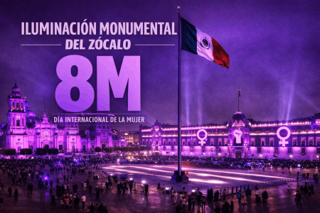 El Zócalo se viste de morado: iluminación monumental iluminará el 8M