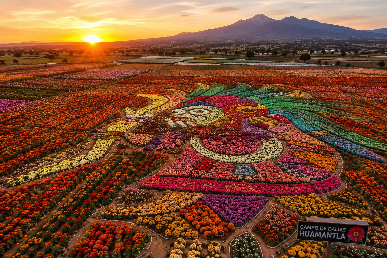 El jardín de dalias que se transforma en un Quetzalcóatl gigante está por florecer