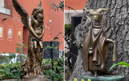 Esta es la escultura de Leonora Carrington y piezas de bronce robadas de una iglesia en San Cosme