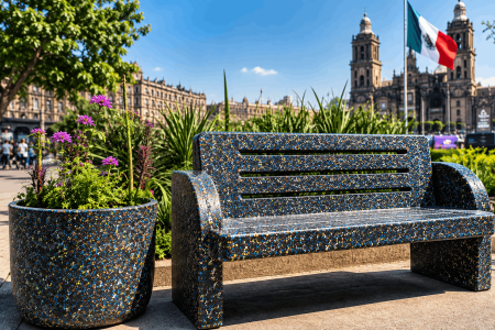 Así son las bancas hechas con basura del Mundial que llegaron a CDMX